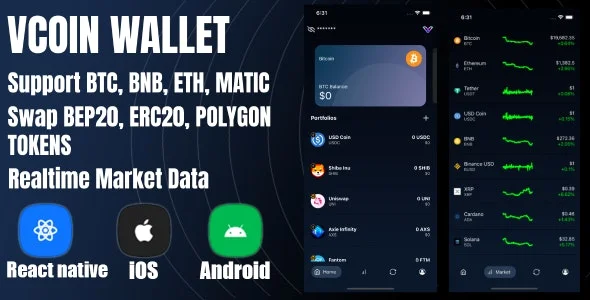 React Native – BTC, ETH, BNB, POLYGON Definance Crypto Wallet