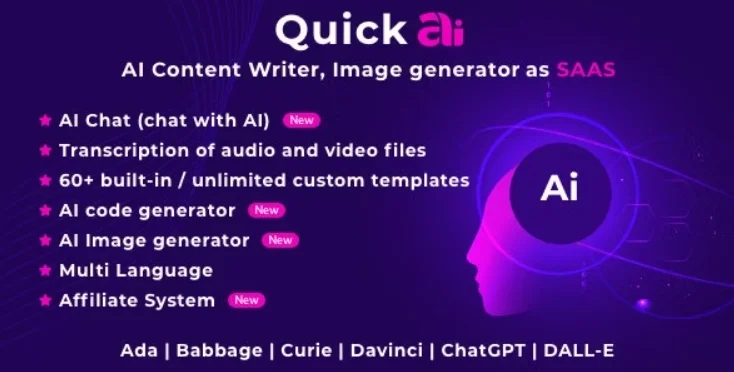 QuickAI OpenAI - ChatGPT - AI Writing Assistant and Content Creator as SaaS