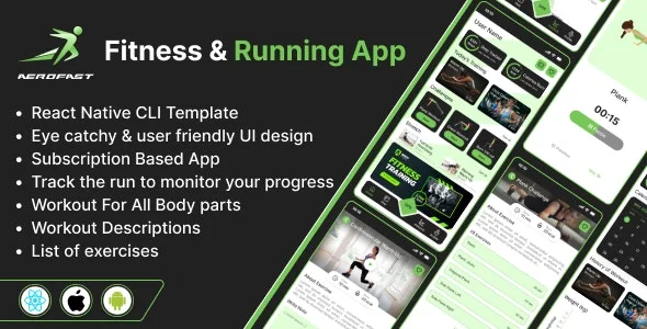 Aerofast – Runner App | Fitness Tracker | React Native CLI template | Android / iOS app